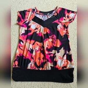 🌈Ricki's Watercolor Floralcore Short Sleeve Blouse